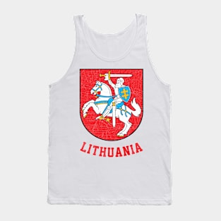 Lithuania - Vintage Distressed Style Crest Design Tank Top